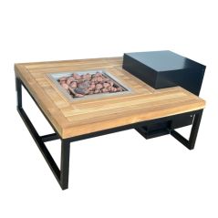 Vuurtafel Ambiance teak zwart 90x90 cm.